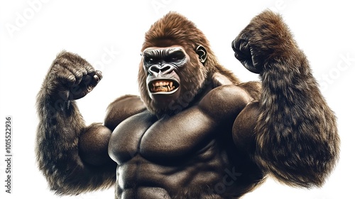big buff gorilla with well defined muscles