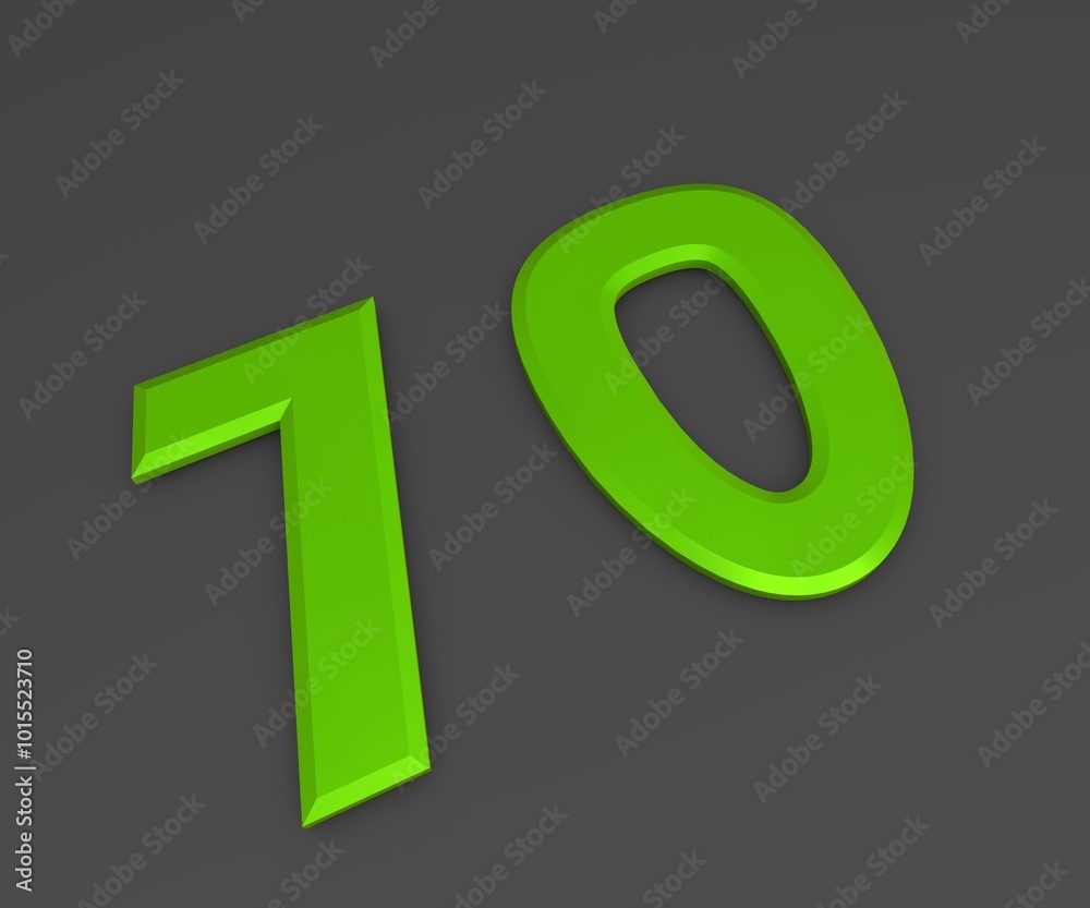 Green 3D volumetric figure or number on a gray background. Numbering. Green 3D volumetric figure or number on a gray background. Numbering.