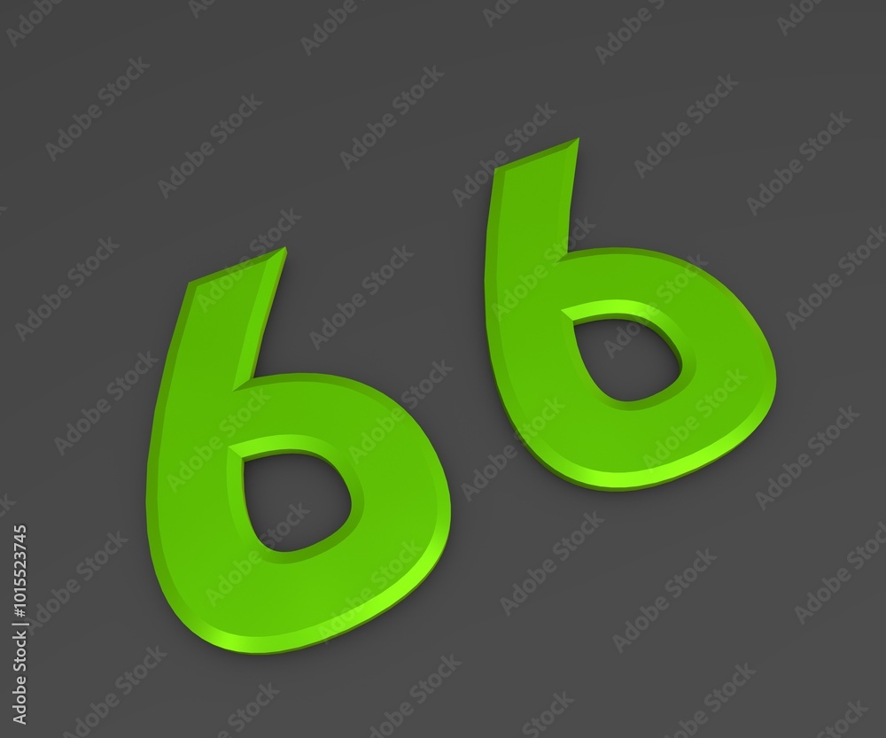 Green 3D volumetric figure or number on a gray background. Numbering. Green 3D volumetric figure or number on a gray background. Numbering.