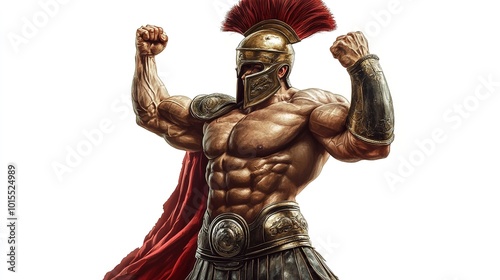 big buff spartan with well defined muscles