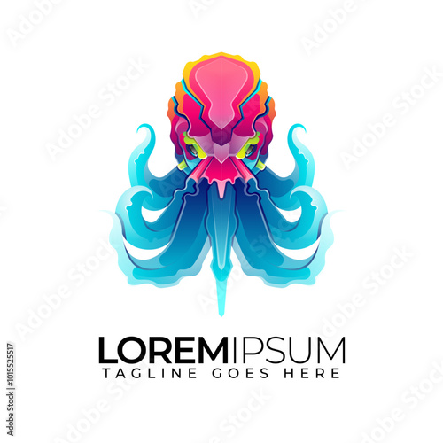 Octopus Gradient Logo Template using modern style vector view photo