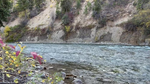 Grey's River flowing through the forest and mountains in Wyoming