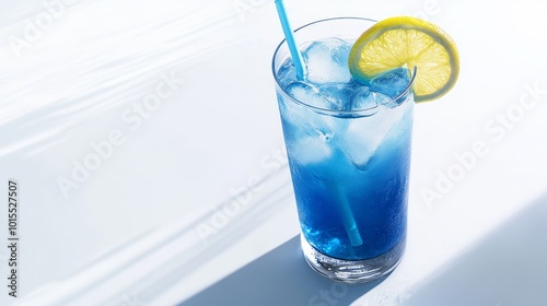 Refreshing Blue Lagoon Cocktail in Elegant Glass Showcasing Vibrant Turquoise Color Perfect for Summer Vibes Relaxation and Tropical Getaways