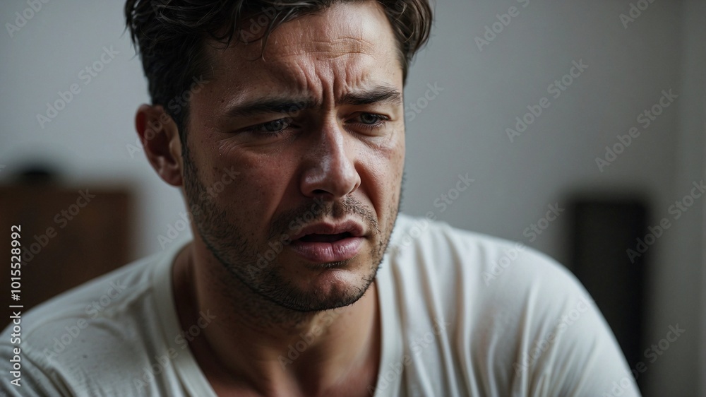 Fototapeta premium A man is very sad and about to cry