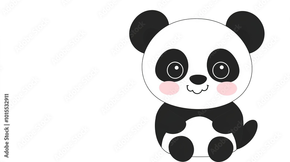 Adorable panda resting against a pristine white background, showcasing its distinctive black and white fur. This charming image captures the playful and gentle nature of the panda, 