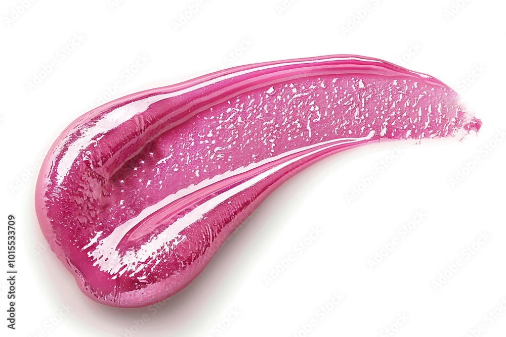 Pink lip gloss sample on white background Pink lip gloss sample on white background