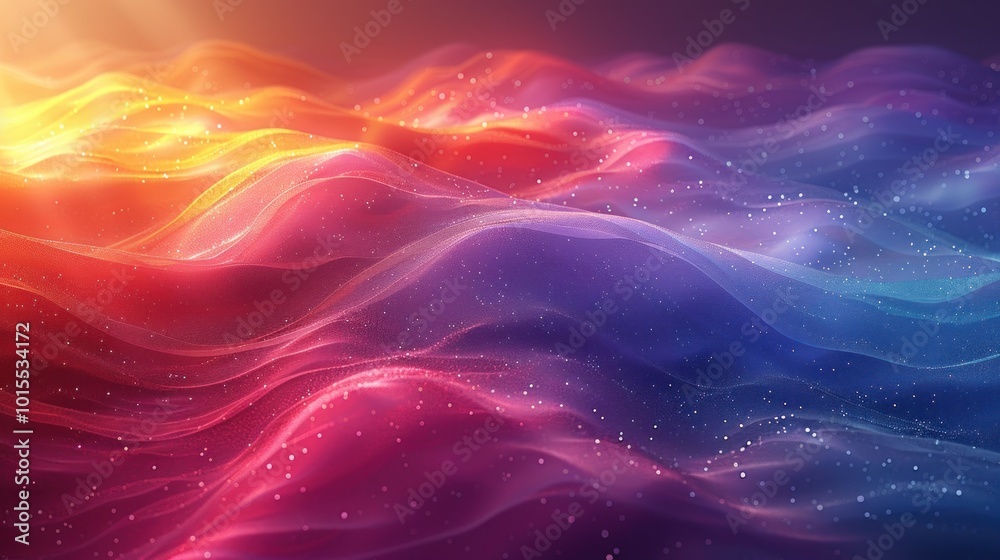 Abstract Colorful Wavy Pattern with Sparkles