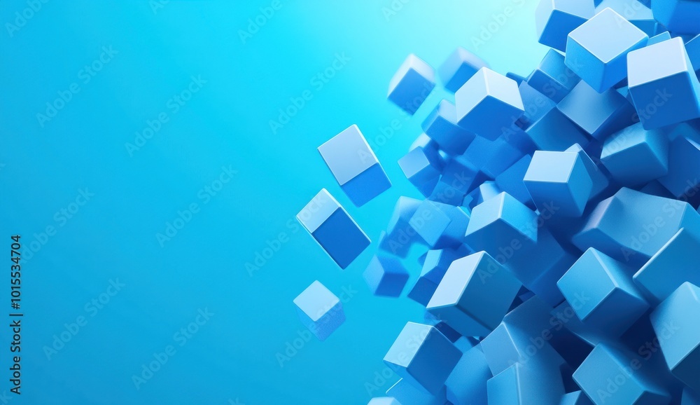 Blue Abstract Background with Cubes Blue Abstract Background with Cubes