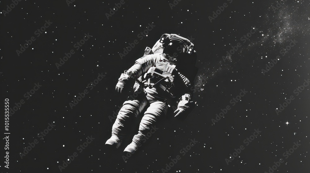 Fototapeta premium Minimalistic Astronaut Floating in Deep Space