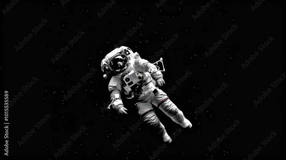 Fototapeta premium Minimalistic Astronaut Floating in Deep Space