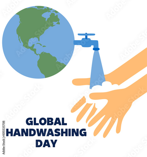 happy global handwashing day with hand washing silhouette
