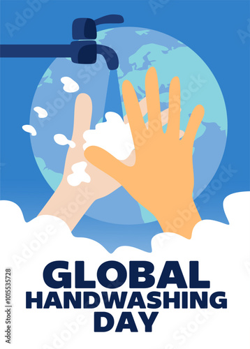 happy global handwashing day with hand washing silhouette