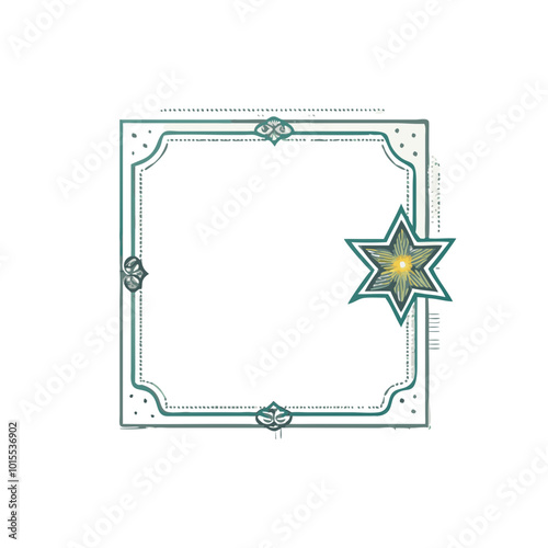 Simple and stylish frame with a star, flat colors, perfect for cards or invitations.