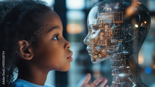 Exploring the ethical implications of AI on African American children. It focuses on privacy, education, and social development. photo