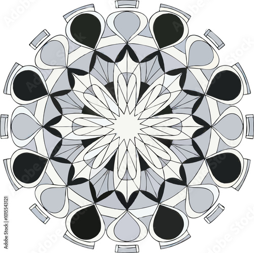 A large mandala drawing with easy patterns