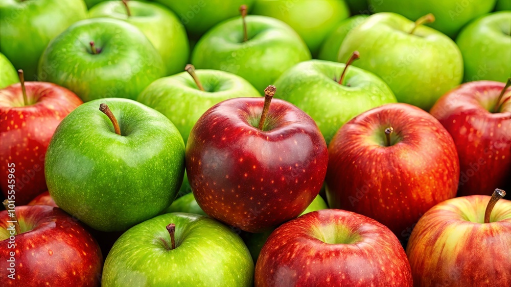 A vibrant display of red and green apples, showcasing the natural beauty and contrasting colors of these popular fruits. A vibrant display of red and green apples, showcasing the natural beauty and contrasting colors of these popular fruits.