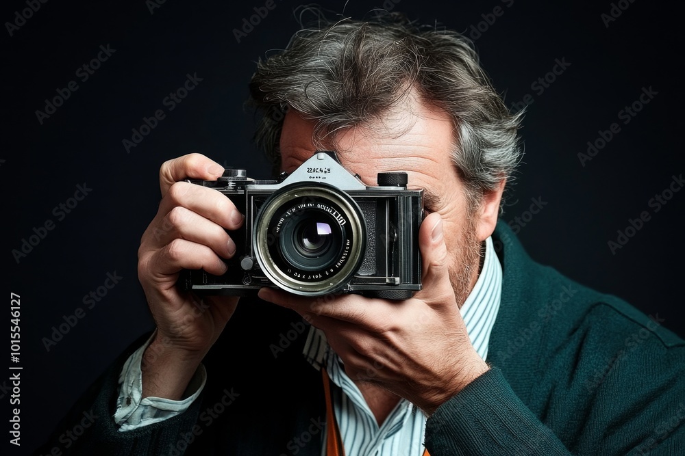 Person using an early camera to take a black-and-white photograph, symbolizing yesterday’s achievements in photography technology Person using an early camera to take a black-and-white photograph, symbolizing yesterday’s achievements in photography technology