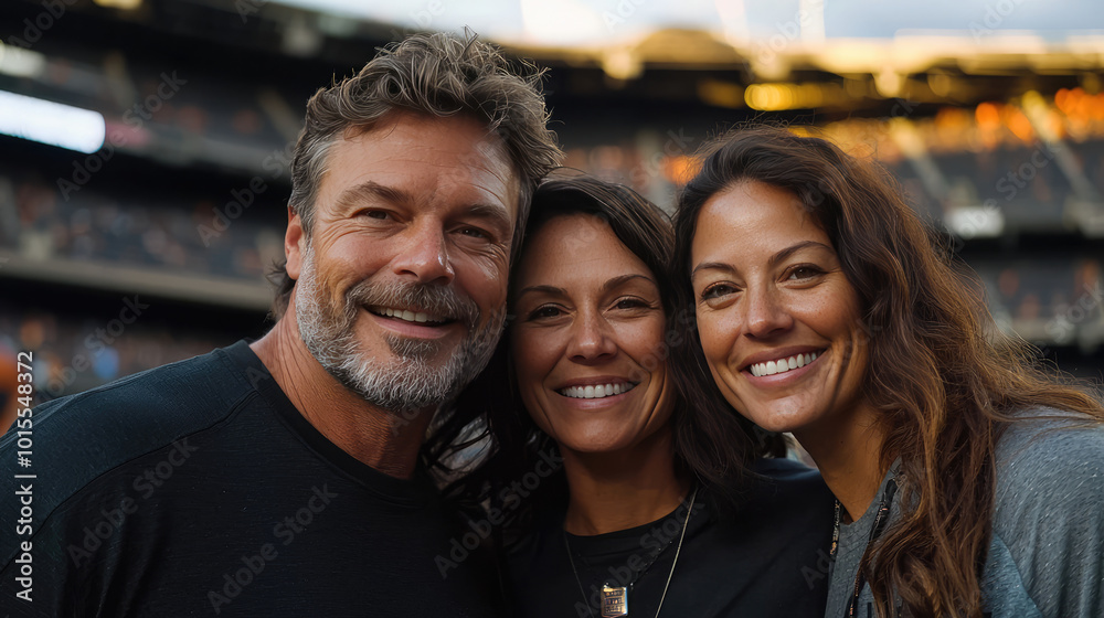 family get together to watch their favorite team  playing baseball games at the stadium 