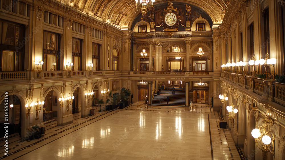 Obraz premium big hall in luxury 6 stars hotel with classical decoration and architectural style great for the fairytale luxury wedding reception party