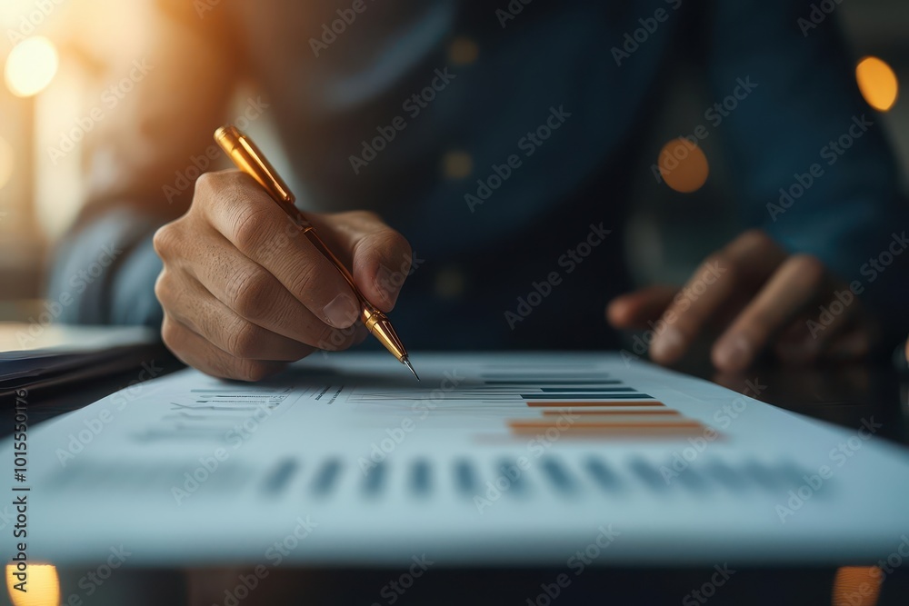 Executive presenting a graph during a business negotiation meeting, financial strategy, data presentation for negotiation
