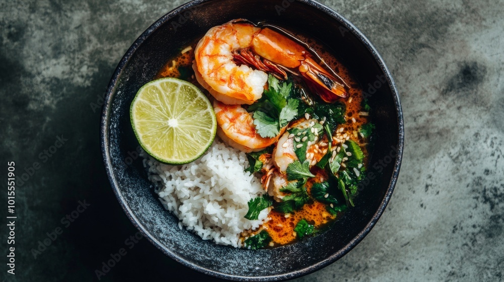Flavorful Shrimp Dish with Rice and Lime