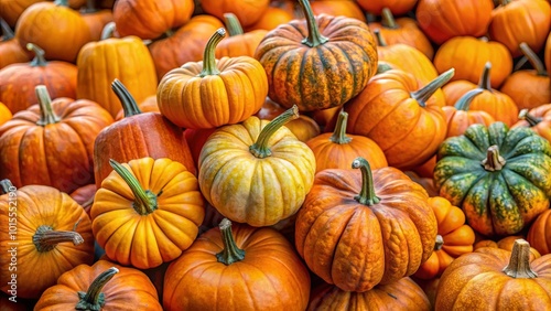 A Festive Medley of Autumn Gourds, Each with Unique Hues and Textures, Representing the Bounty of the Harvest Season