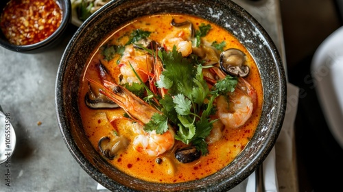 Flavorful shrimp and seafood dish in a rich broth