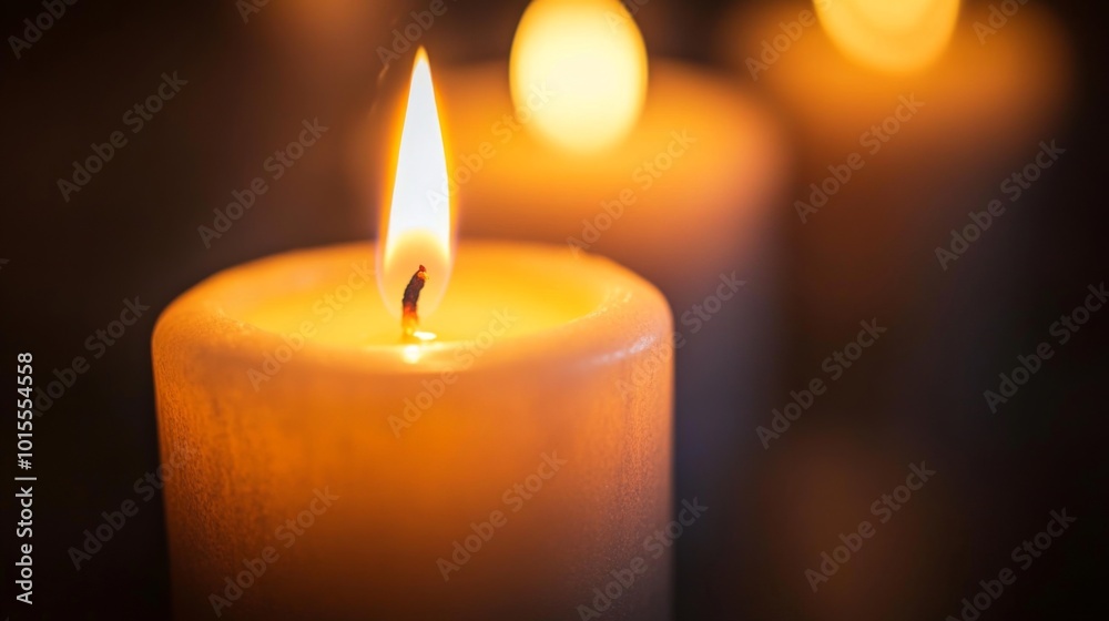 Warm Candle Flame in Soft Light Background Warm Candle Flame in Soft Light Background