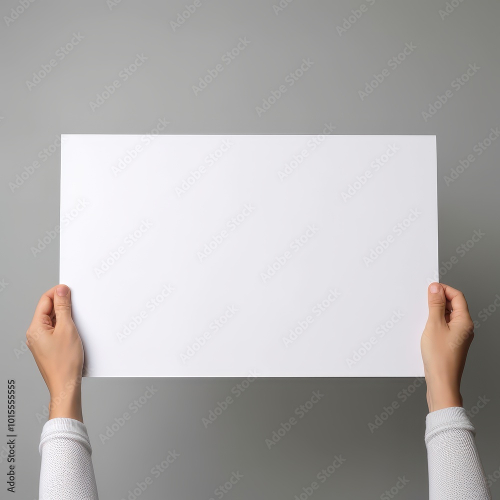 Blank White Paper Mockup Held by Hands - Minimal Presentation Background Blank White Paper Mockup Held by Hands - Minimal Presentation Background