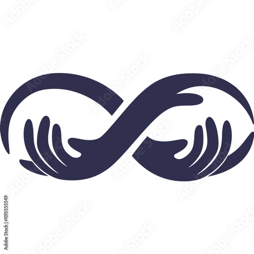 An abstract illustration of two hands forming an infinity symbol, symbolizing eternal connection and unity.