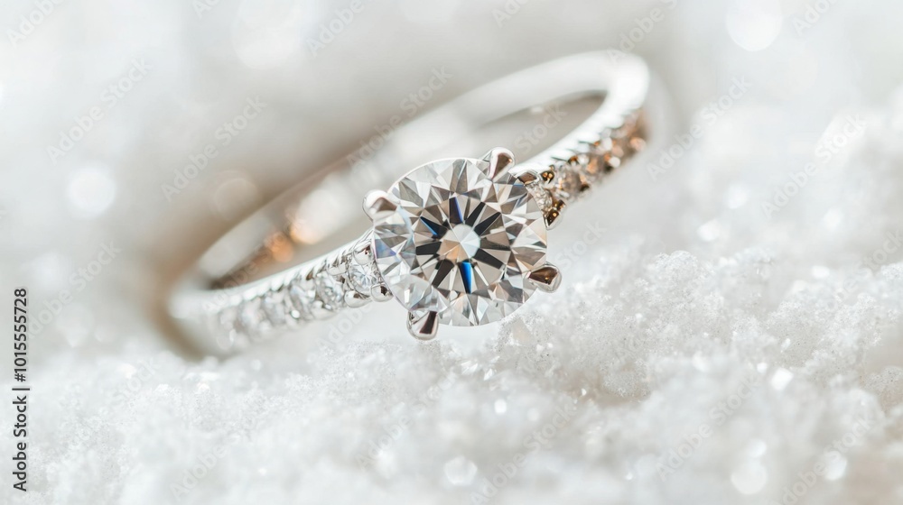 Elegant Diamond Ring on Soft White Background