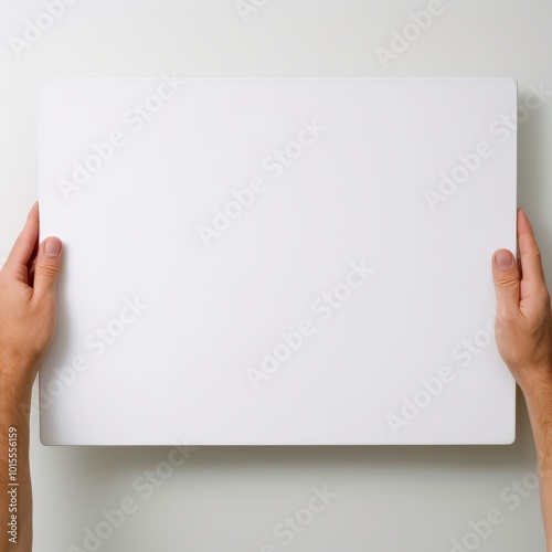 Blank White Paper Mockup Held by Hands - Minimal Presentation Background