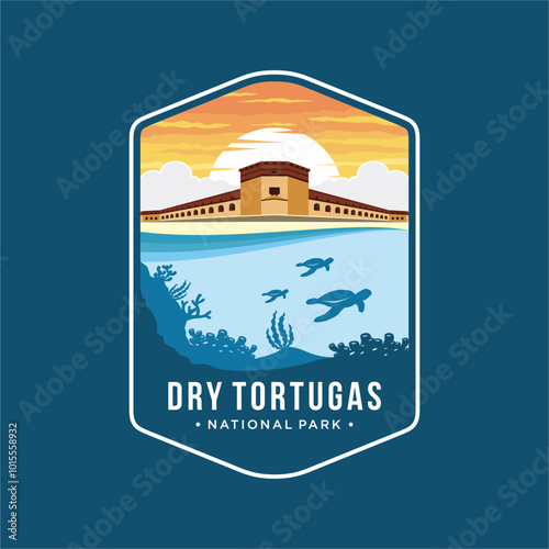 Dry tortugas National Park patch logo illustration