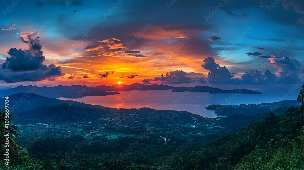 Fototapeta premium Sunset Over Tropical Islands Photo