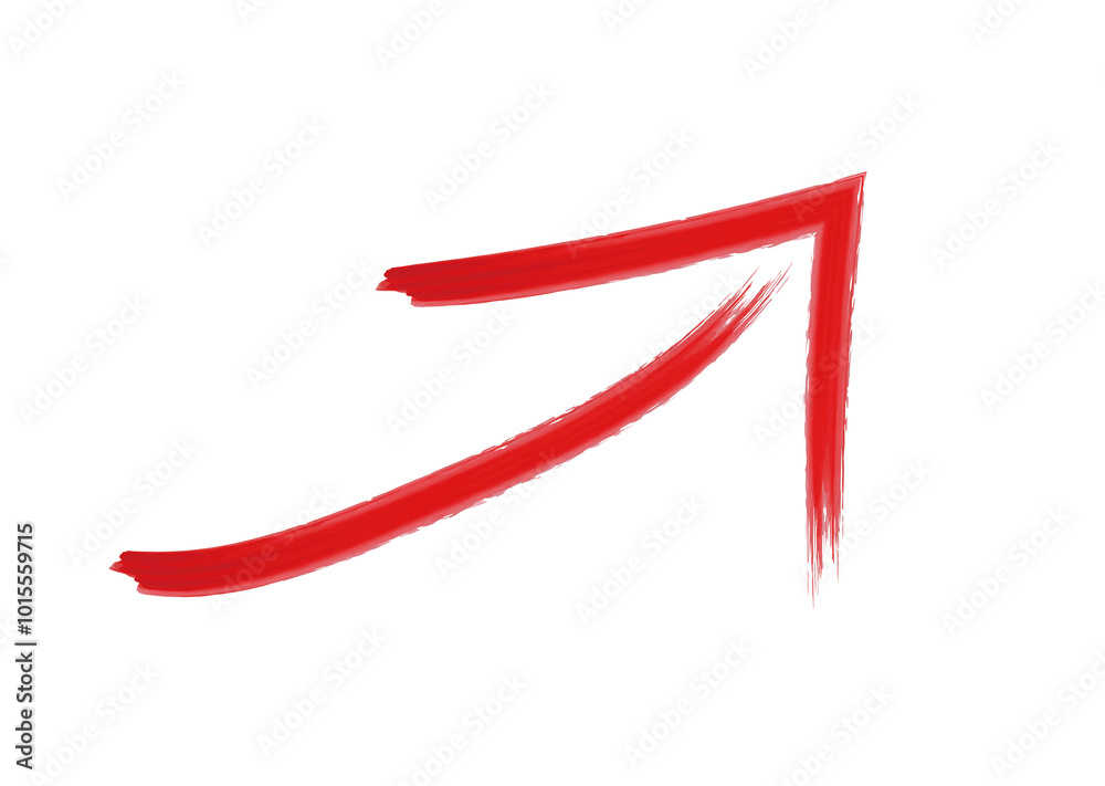 赤色の水彩風右肩上がりの矢印 Red watercolor style arrow rising to the right 赤色の水彩風右肩上がりの矢印 Red watercolor style arrow rising to the right