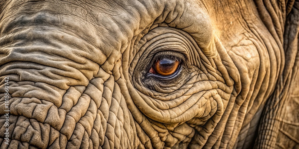 A Close-Up Portrait of an Elephant's Eye Capturing the Wrinkles and Textures of its Skin, Creating a Visual Tapestry of Time and Wisdom A Close-Up Portrait of an Elephant's Eye Capturing the Wrinkles and Textures of its Skin, Creating a Visual Tapestry of Time and Wisdom