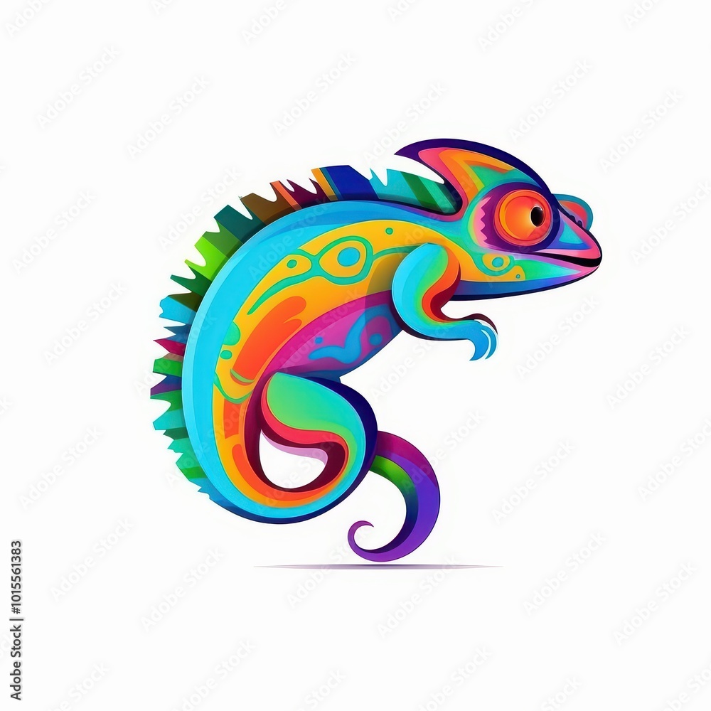 Fototapeta premium Colorful Chameleon Vector Illustration - Vibrant Animal Design for Logo and Branding