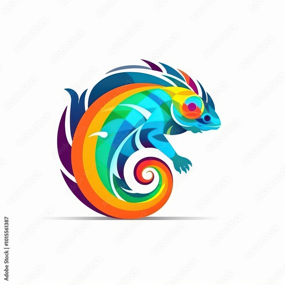 Fototapeta premium Colorful Chameleon Vector Illustration - Vibrant Animal Design for Logo and Branding