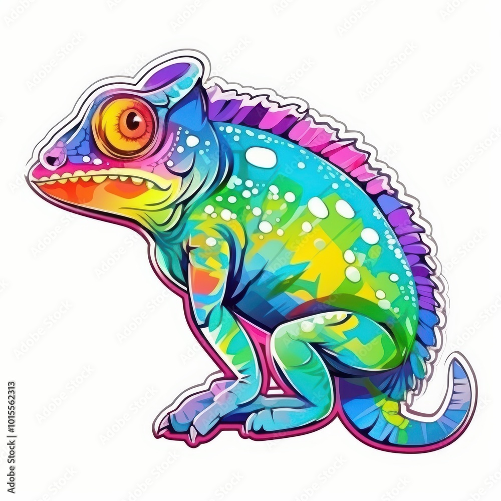 Obraz premium Colorful Chameleon Vector Illustration - Vibrant Animal Design for Logo and Branding