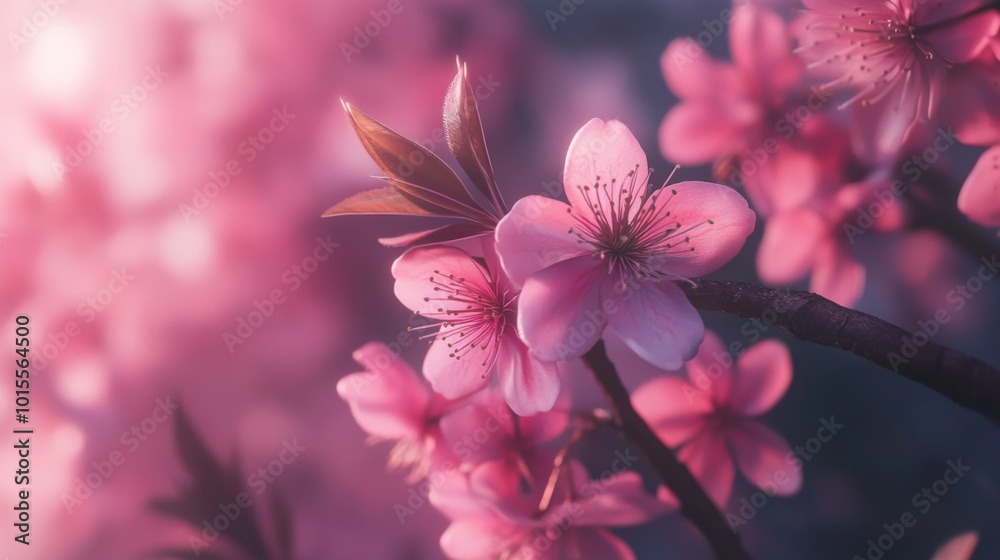 Delicate Pink Cherry Blossoms in Soft Light Delicate Pink Cherry Blossoms in Soft Light