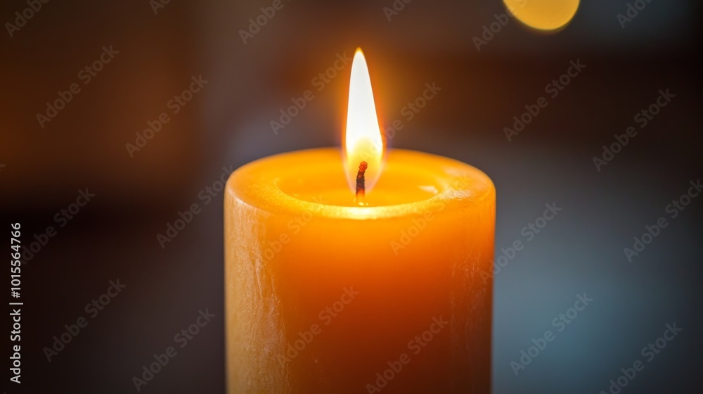 Warm Glow of a Flaming Candle in Soft Light Warm Glow of a Flaming Candle in Soft Light