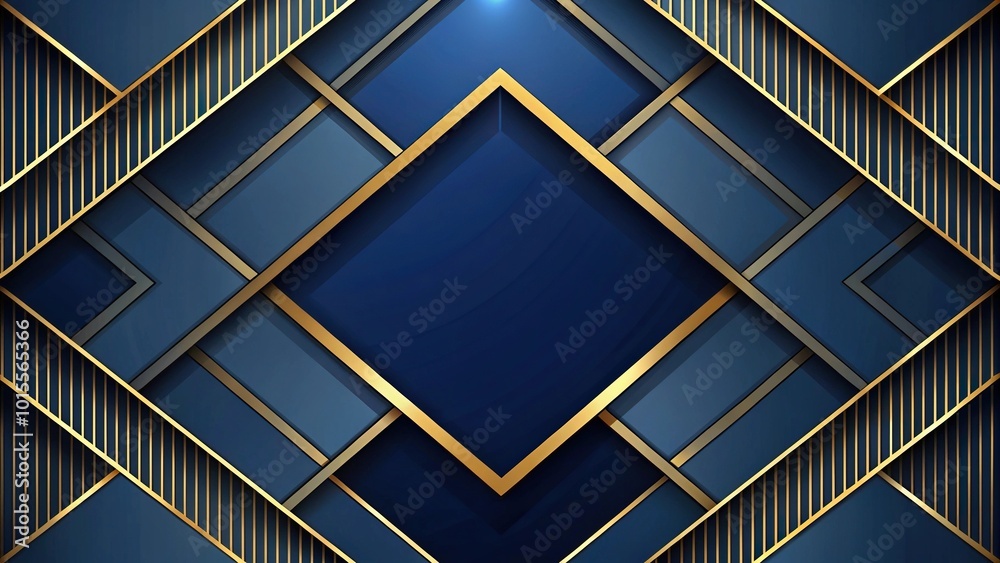 geometric abstract art piece with layers of midnight blue and gold Macro geometric abstract art piece with layers of midnight blue and gold Macro