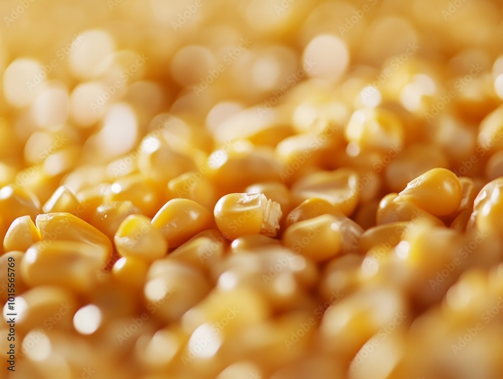 A close-up of corn kernels, their shiny, golden color highlighting their freshness A close-up of corn kernels, their shiny, golden color highlighting their freshness