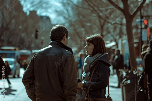 Couple walking on the street in New York City, United States.