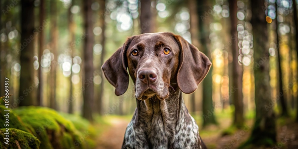 German Shorthaired Pointer exploring the forest German Shorthaired Pointer exploring the forest