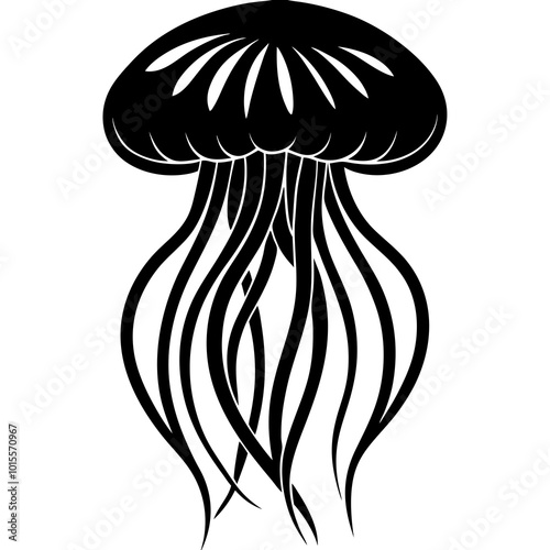 Jellyfish vector silhouette on white background