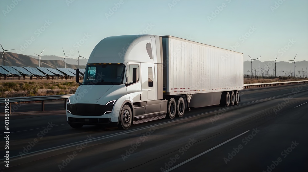 Electric Truck Highway Landscape Electric Truck Highway Landscape