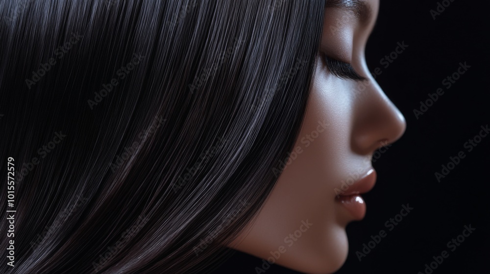 Elegant Profile of a Woman with Long Hair Elegant Profile of a Woman with Long Hair