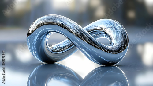 Shiny Chrome Infinity Symbol 3D Render