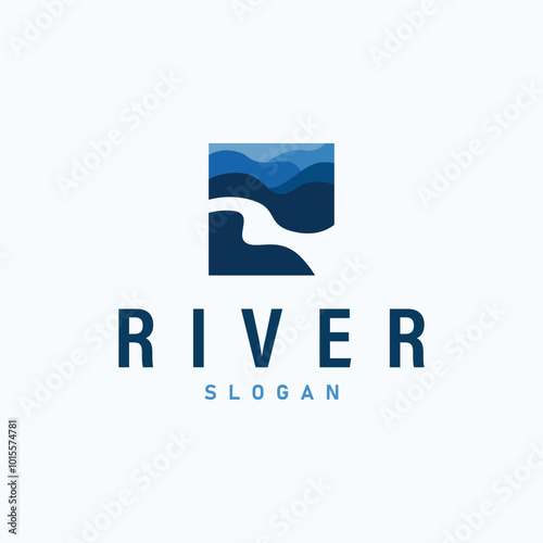 River logo, creeks, simple silhouette inspiration design river flow illustration template